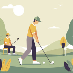 vector image of people playing golf