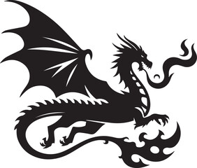 Beautiful Black Dragon Vector Silhouette Art This Is An Editable And Printable Vector Eps File
