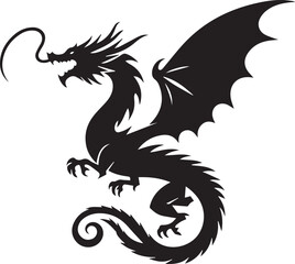 Beautiful Black Dragon Vector Silhouette Art This Is An Editable And Printable Vector Eps File

