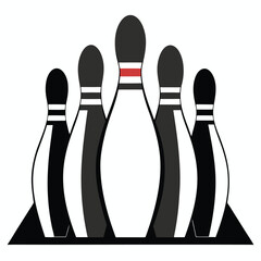 Five Bowling Pins in a Simple Graphic Design