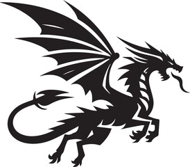 Beautiful Black Dragon Vector Silhouette Art This Is An Editable And Printable Vector Eps File
