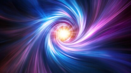 Abstract blue and purple swirl with glowing center. Digital cosmic tunnel background, ideal for sci-fi and space-time concepts
