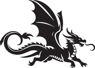 Beautiful Black Dragon Vector Silhouette Art This Is An Editable And Printable Vector Eps File
