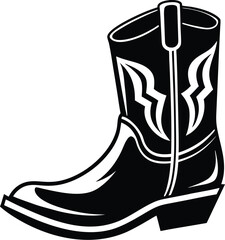 "Cowboy Boot silhouette vector, Cowboy boot icon vector illustration, silhouette on white background 
"