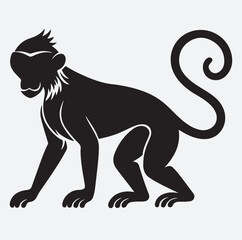 a monkey silhouette vector art illustration, vector illustration of a monkey silhouette