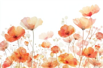 Soft Floral Watercolor Artwork in Shades of Orange and Cream
