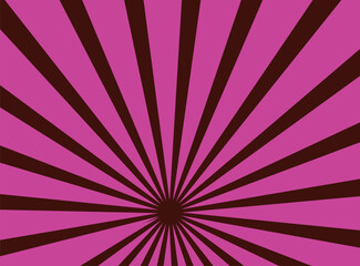 Pink sun ray vector background. Radial beam sunrise or sunset light retro design illustration. Light sunburst glowing pale pink backgroun