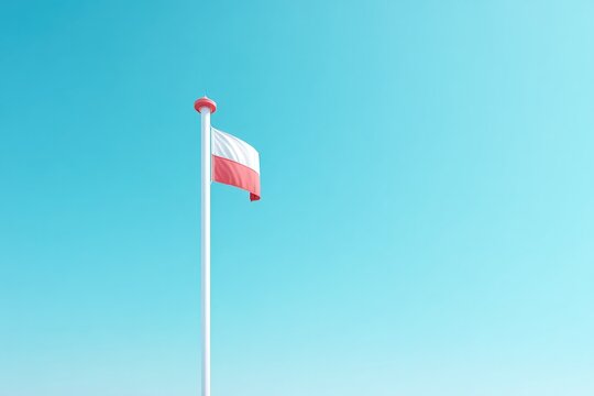 solitary flag poised against bright clear sky symbolizing and celebration with ample copy space