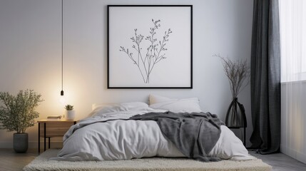 Modern bedroom with minimalist decor and natural light