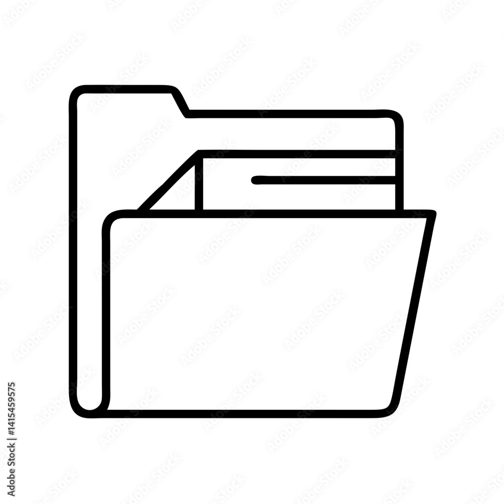 Poster open file folder icon vector illustration for document management and data storage solution design
