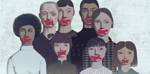 Freedom of speech and freedom of expression. political artwork. © Jorm Sangsorn