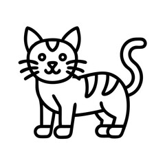 Cute cartoon cat vector illustration, domestic animal, pet, feline, kitten, tabby cat outline drawing