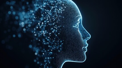 Futuristic profile of a digital human with networks