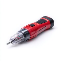 Red electric screwdriver tool object on white background isolated on white background