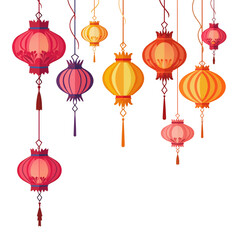 simple cartoon indian kandil lantern for diwali festival vector illustration isolated transparent background