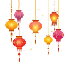 simple cartoon indian kandil lantern for diwali festival vector illustration isolated transparent background