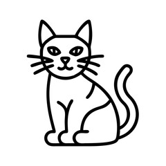Outline drawing of a cute cat sitting down vector illustration pet animal feline domestic kitten