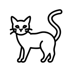 Cat outline drawing vector illustration of cute feline pet animal with whiskers and tail design