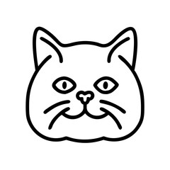Cute cat face outline drawing vector illustration for pet lovers and graphic design projects needs