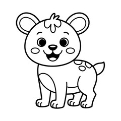 Naklejka premium Cute Animals Coloring page, black and white