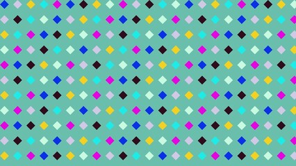 Geometric, colorful, repeating diamond pattern on a mint green background
