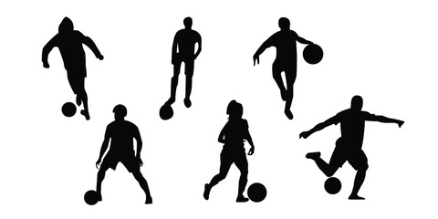 Vector silhouettes of football players.