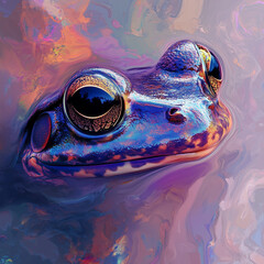 Close up of a frog. Generative AI. Illustration for for banner, poster, cover, brochure or presentation