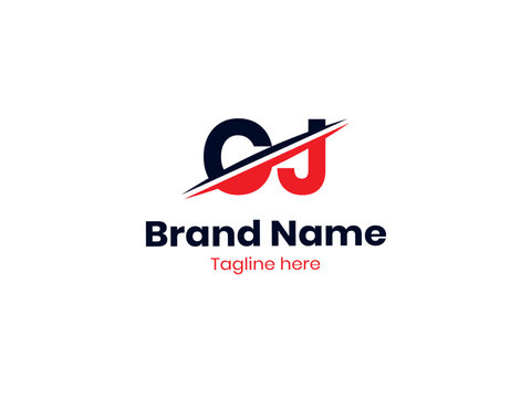 Vector CJ  logo design is divided by a line. CJ logo. CJ design. Black and red JC letter. JC letter logo design. Initial letter CJ monogram logo. 