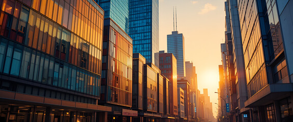 sunset over the city