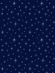 Seamless pattern with simple snowflakes and stars.
