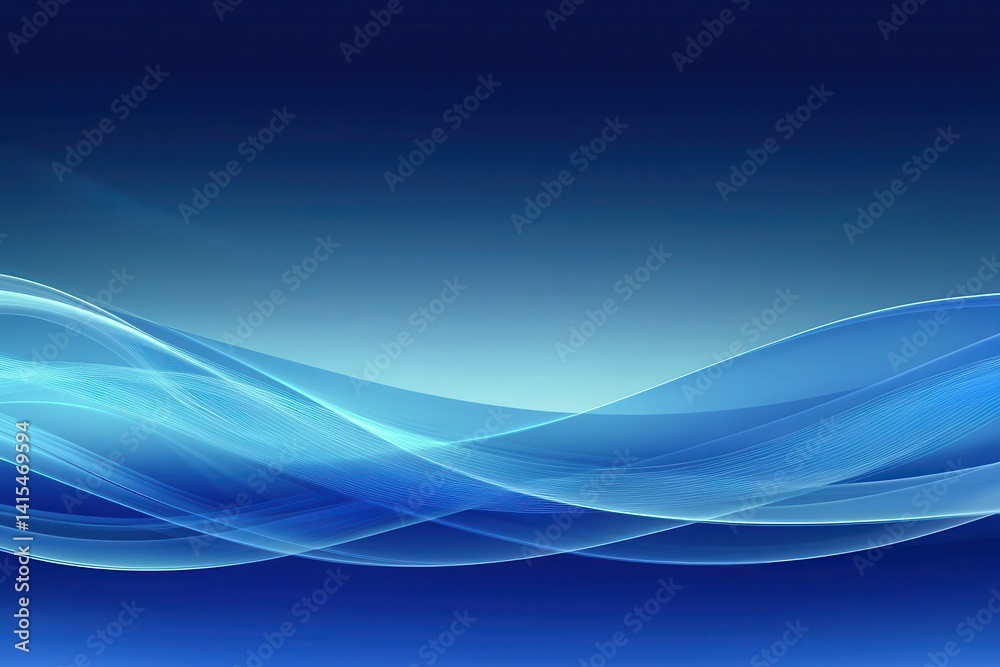 Poster serene blue abstract waves with soft gradients and flowing lines