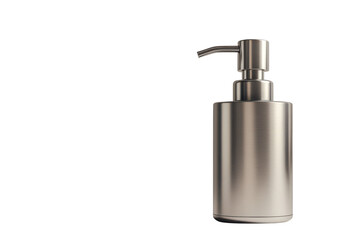 Sleek Brushed Metal Soap Dispenser on Black Background Modern Bathroom Accessory Elegant Design Perfect for Minimalist Decor on transparent background