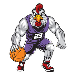Fototapeta premium basketball mascot vector illustration chicken basketball design