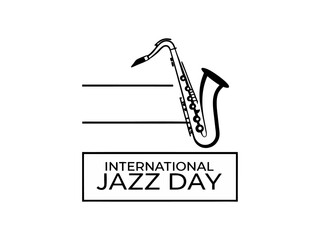 A clean, minimalist graphic showcasing a stylized saxophone, perfect for International Jazz Day. Vector Stylish Saxophone Design Celebrates International Jazz Day