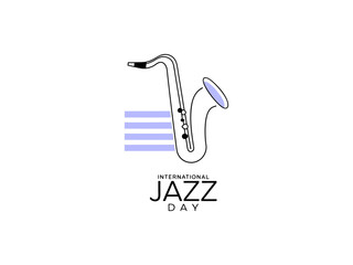 A clean, minimalist graphic showcasing a stylized saxophone, perfect for International Jazz Day. Vector Stylish Saxophone Design Celebrates International Jazz Day