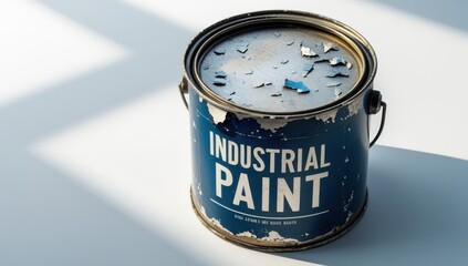 Vintage Industrial Paint Can with Flaking Paint
