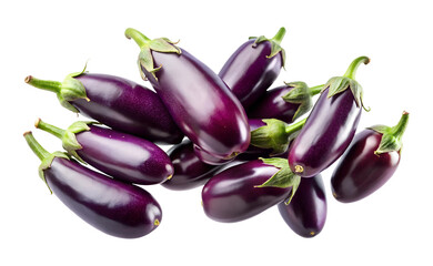 Pile of Fresh and Glossy Eggplants Ready for a Delicious Meal Preparation on transparent background png