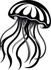 silhouette vector of a jellyfish, jellyfish  silhouette, vector illustration