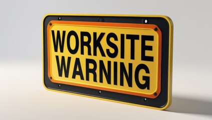 Obraz premium 3D Render of a Worksite Warning Sign - Yellow and Black Safety Sign