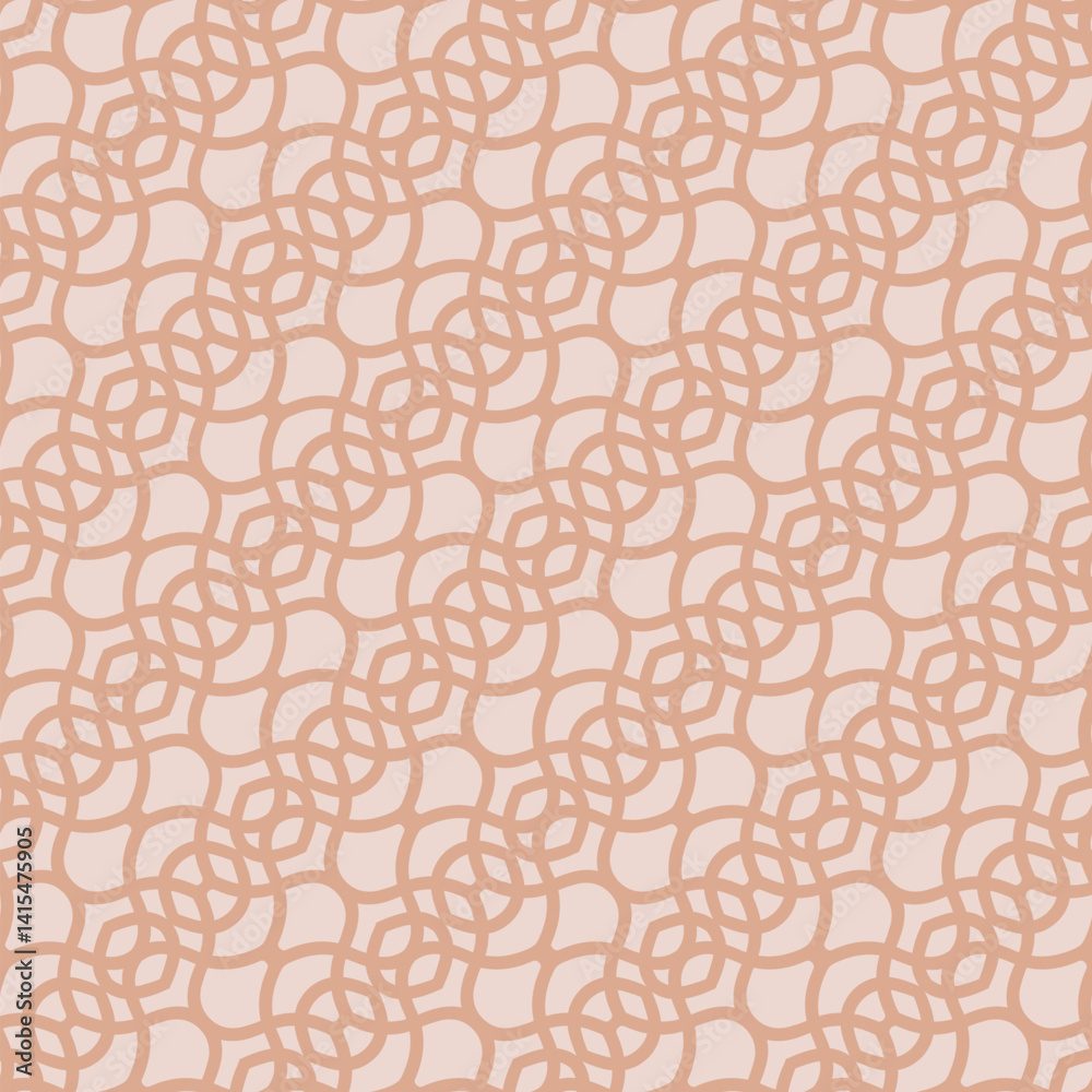 Wall mural abstract vector seamless pattern. ornamental texture with curved lines, diagonal mesh, grid, lattice