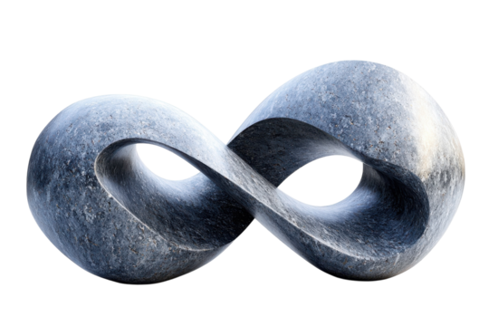 Elegant infinity stone sculpture symbolizing eternity and endless possibilities against a stark black background showcasing on transparent background