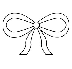 Cute cartoon hand drawn vector ribbon outline.
