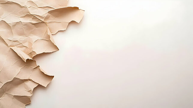 Crumpled Brown Kraft Paper On White Background