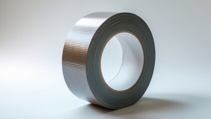 Roll of Silver Duct Tape on White Background