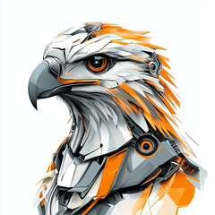 Eagle head illustration. Futuristic unusual robot bird. Creative concept. Generative AI. Design for banner, poster, cover, brochure or presentation
