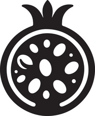 A fresh pomegranate fruit vector silhouette vector black color silhouette isolated white background
