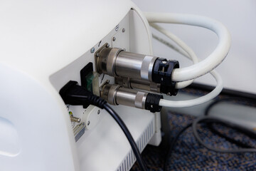 Advanced medical equipment connecting vital systems in a modern healthcare facility