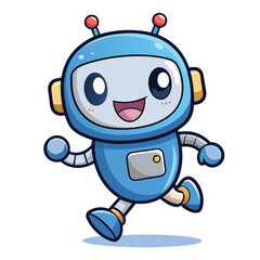 Cute blue robot running