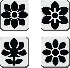 Set of four abstract flowers