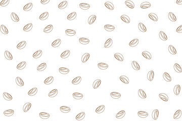 Coffee beans isolated on white background. Vector illustration of line drawing.